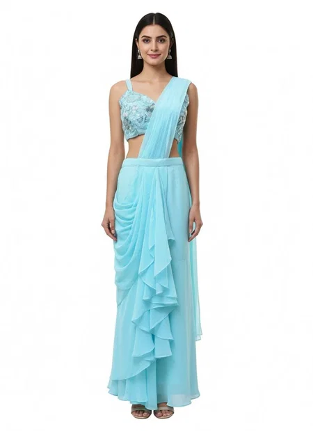AD Georgette With Designer Ready To Wear Saree Wholesale In India